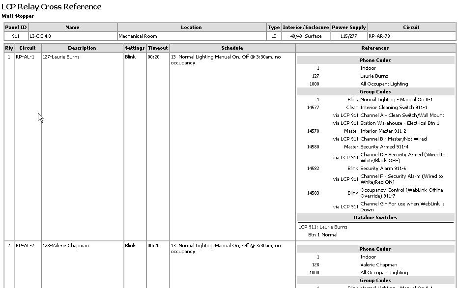 System - Reports - Relay Cross References